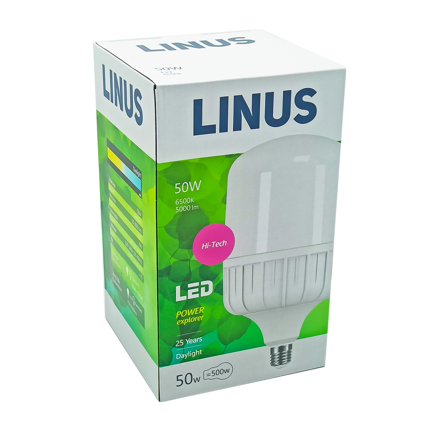 ნათურა სტანდარტული 50W E27 6500K LINUS Lin54-6844 LED — ნათურა და ვაზნა